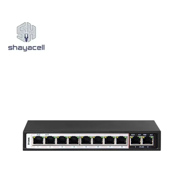 سوئیچ شبکه 8 پورت دسکتاپ دی لینک DES-F1010P-E